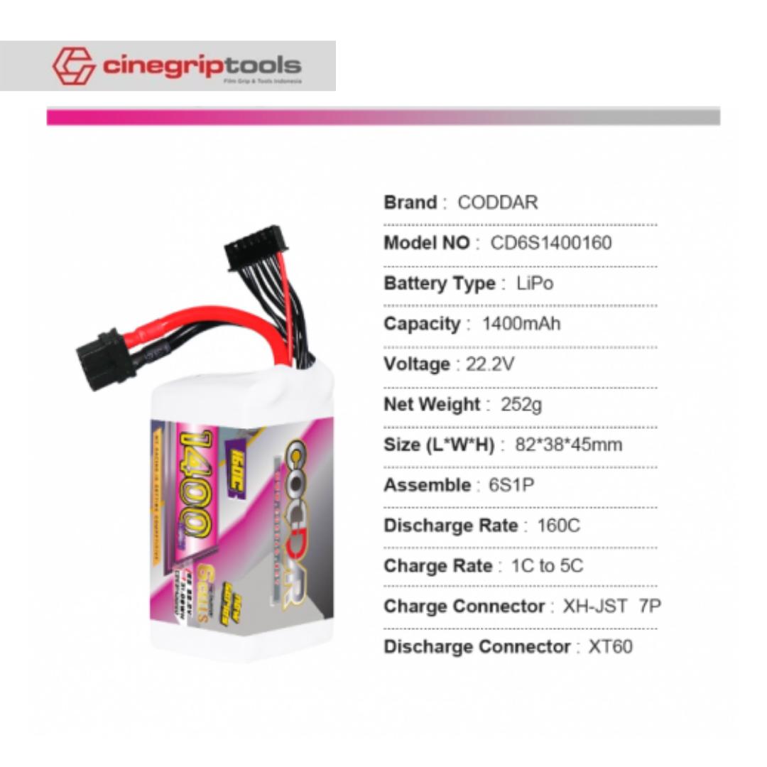 569a6093b9b34e8c867a0af6eebe4444tplv-aphluv4xwc-origin-jpeg.jpeg CODDAR HV 6S 1400MAH 22.2V 160C LiPo Battery XT60 - CD6S1400160 - Gambar 1