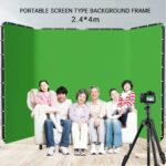 Background Cloth, Large Portable Photo Screen Background Stand Set ,Kain Background Backdrop Green Screen Set dengan Frame